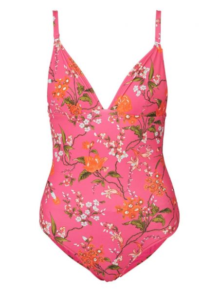 Kupaći kostim s cvjetnim printom s printom Erdem ružičasta