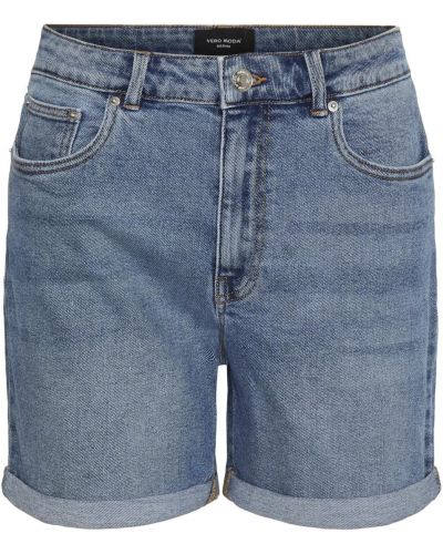 Bavlnené džínsy s vysokým pásom na zips Vero Moda Tall - modrá