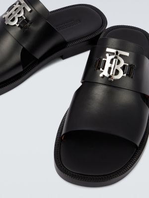 Sandali di pelle Burberry nero