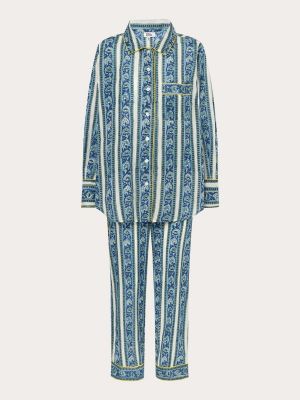 Pijama de algodón con estampado Folkloore azul