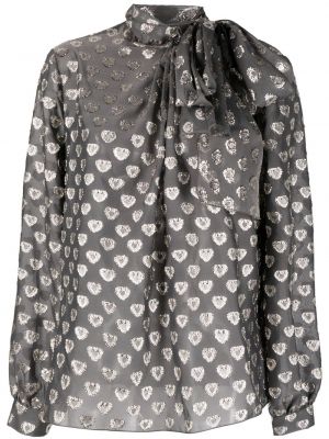 Priehľadná košeľa s potlačou so srdiečkami Alberta Ferretti sivá