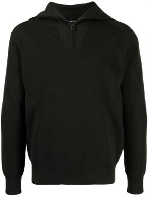 Пуловер с цип Emporio Armani кафяво