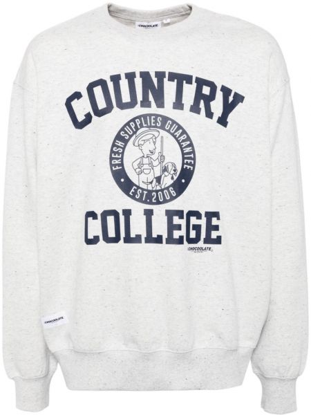 Printti crewneck collegepaita Chocoolate harmaa