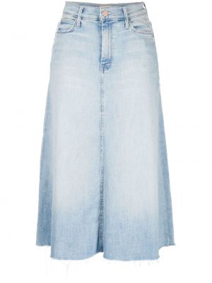 Klasické bavlněné džínová sukně s vysokým pasem Mother - modrá