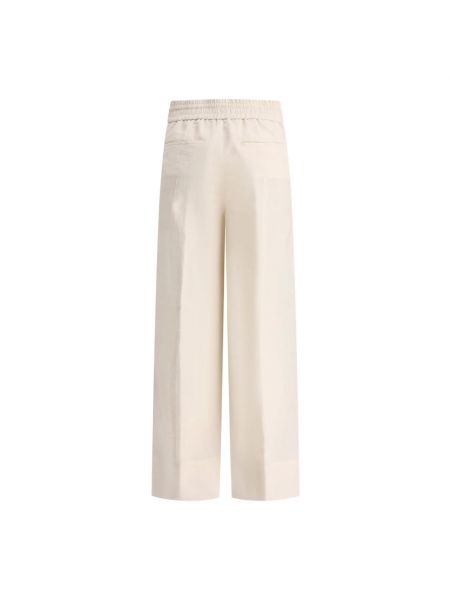 Pantalones rectos de lino bootcut Peserico blanco