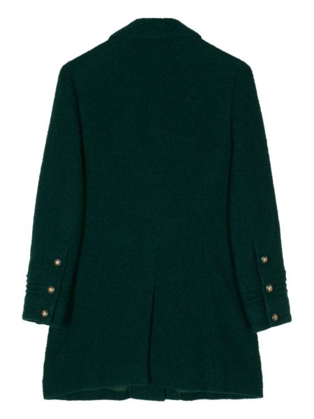 Vlněná dlouhá bunda s knoflíky Chanel Pre-owned zelená