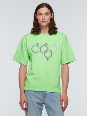 Памучна тениска с принт от джърси Erl зелено