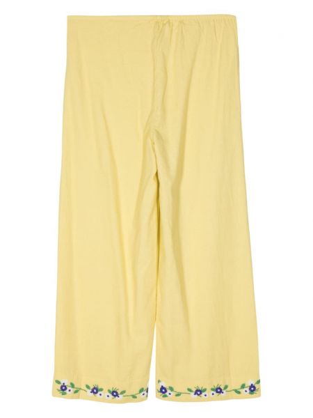 Pantalon avec pierres découratives en coton Bode jaune