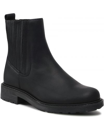 Bőr bokacsizmák Clarks - fekete