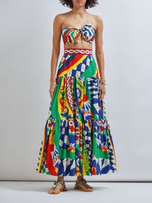 Długa spódnica bawełniana z nadrukiem Dolce And Gabbana
