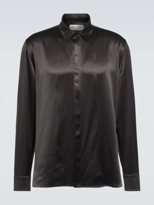 Атласная рубашка Saint Laurent черная