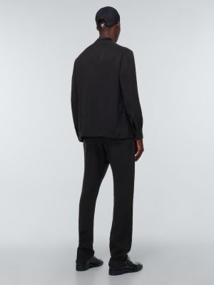 Satenska ukrojena obleka Giorgio Armani črna