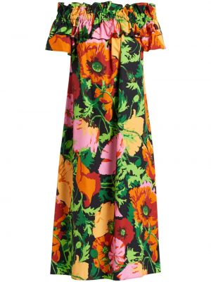 Kvetinové bavlnené šaty s potlačou La Doublej oranžová