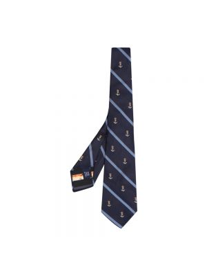 Jedwabny krawat z nadrukiem Ralph Lauren niebieski