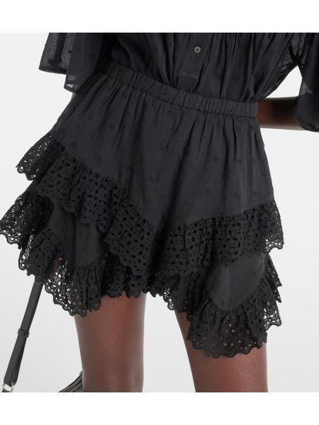 Pamučna mini suknja s volanima Marant Etoile crna