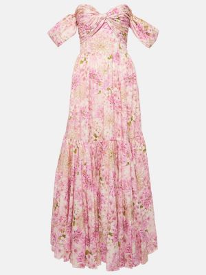 Pamut hosszú ruha nyomtatás Giambattista Valli rózsaszín