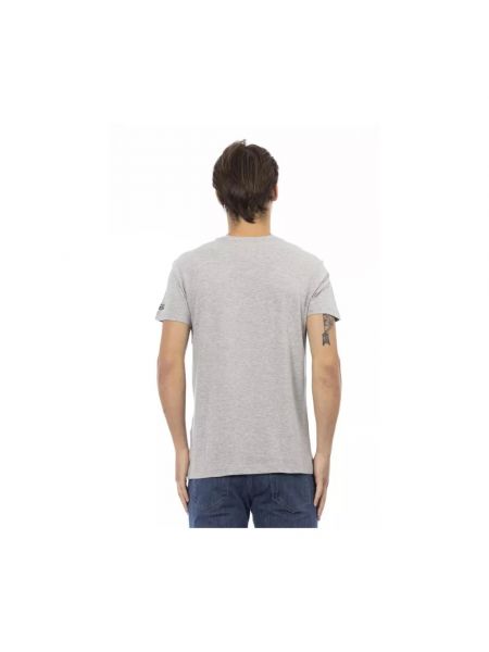 Camiseta de algodón con escote v Trussardi gris