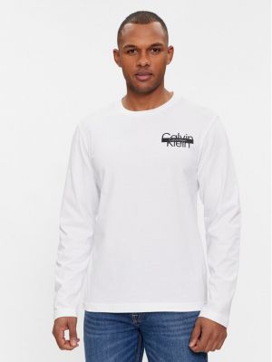 T-shirt manches longues avec manches longues Calvin Klein blanc