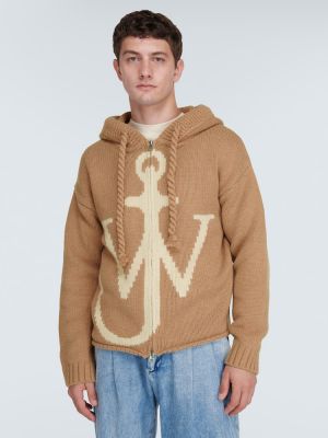 Vilnonis džemperis su gobtuvu Jw Anderson smėlinė