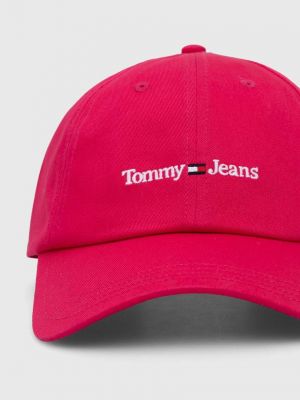 Bavlněná kšiltovka Tommy Jeans růžová