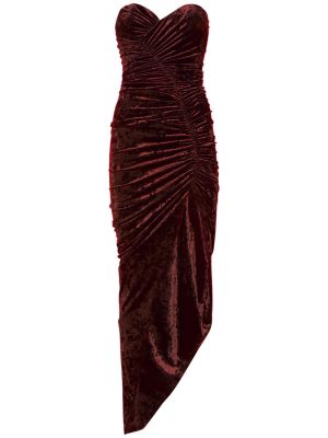Aksamitna sukienka midi Alexandre Vauthier czerwona