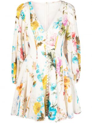 Lanena haljina s cvjetnim printom s printom Zimmermann