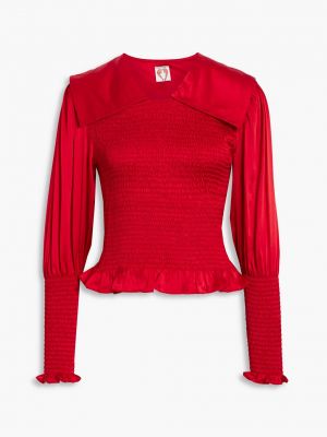 Блузка Vincent из шелкового атласа с оборками и сборками SHRIMPS красный