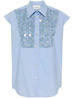 Памучна риза с кристали P.a.r.o.s.h. синьо