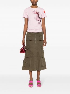 T-shirt en coton à imprimé Pinko rose