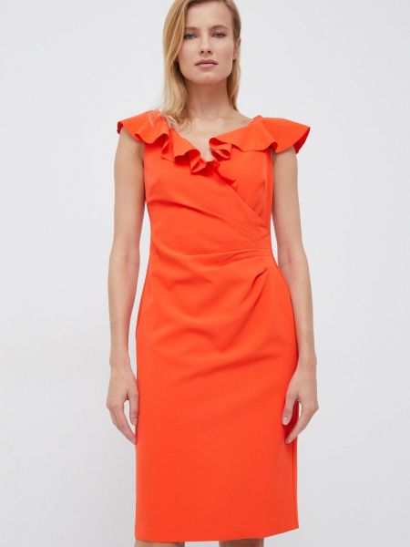 Testhezálló mini ruha Lauren Ralph Lauren narancsszínű