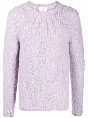 Пуловер с кръгло деколте Ami Paris виолетово