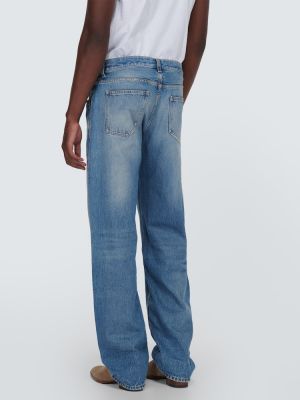 Bavlnené voľné džínsy s nízkym pásom Saint Laurent modrá