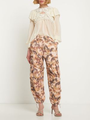 Bavlněné cargo kalhoty Isabel Marant béžové