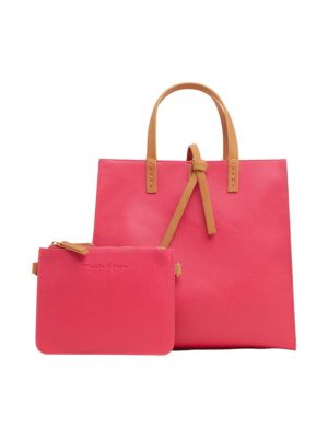 Einfarbige shopper handtasche mit reißverschluss mit taschen Manila Grace pink