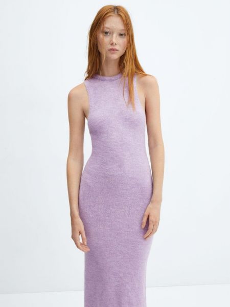 Трикотажное длинное платье Mango фиолетовое