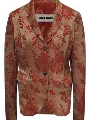 Льняной пиджак из вискозы Uma Wang коричневый