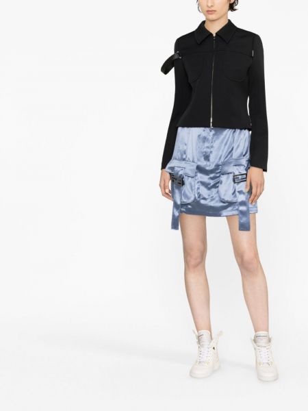 Satynowa mini spódniczka z kieszeniami Fendi niebieska