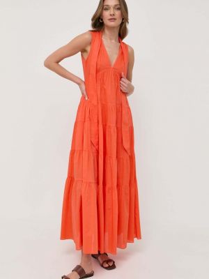 Bavlněné dlouhé šaty Max&co. oranžové