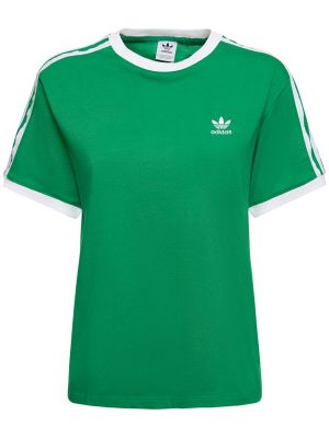 Koszulka slim fit w paski Adidas Originals zielona
