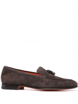 Loafers zamszowe Santoni brązowe