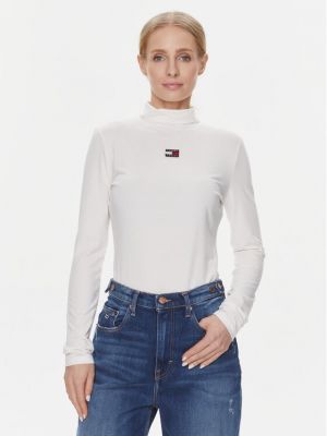 Поло slim Tommy Jeans бяло