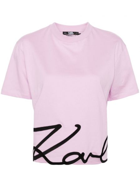 Bavlněné tričko Karl Lagerfeld fialové