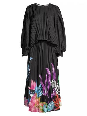 Плиссированное платье-миди-блузон Stella Jean черный
