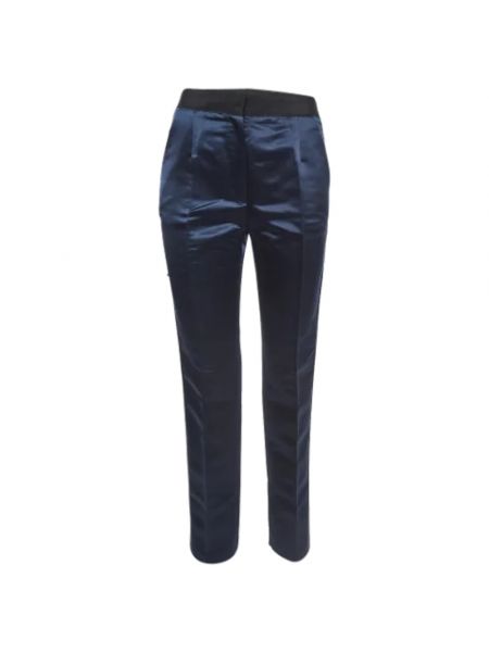 Satynowe spodnie Dolce & Gabbana Pre-owned niebieskie