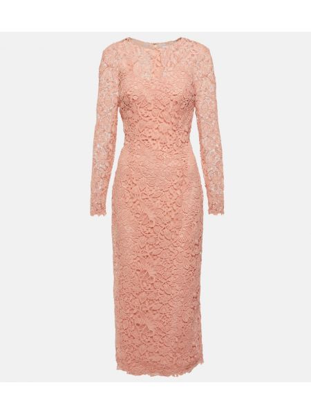 Krajkové midi šaty Carolina Herrera růžové