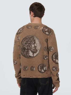 Raštuotas lininis megztinis Dolce&gabbana ruda
