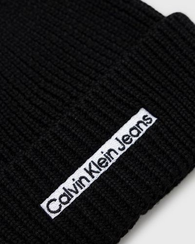 Gyapjú sapka Calvin Klein Jeans fekete