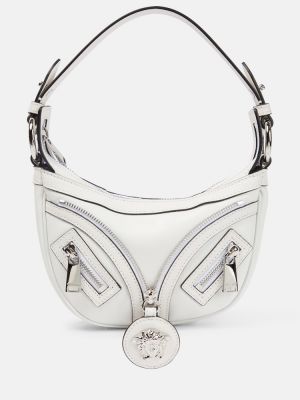 Bolsa de hombro de cuero Versace blanco