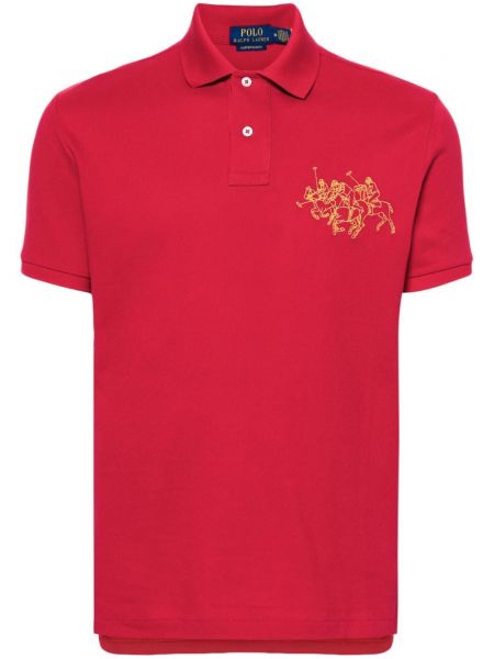 Tricou polo cu broderie Polo Ralph Lauren roșu