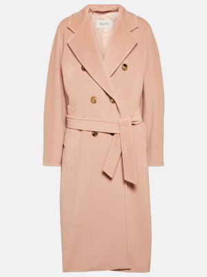 Kašmírový vlněný kabát Max Mara růžový
